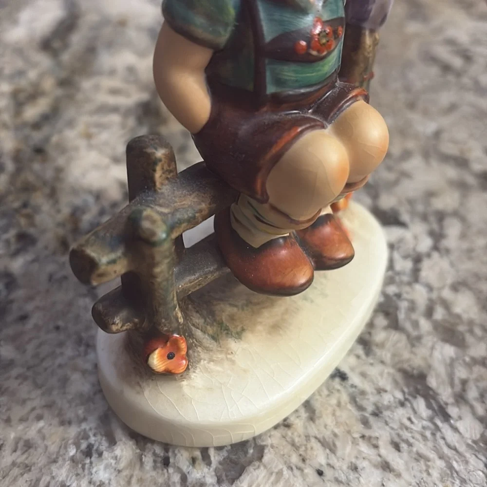 Vtg M.I. Goebel Hummel Wayside Harmony figurine collectible boy sitting on fence